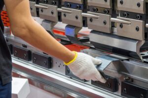 Close-up of industrial machine in operation