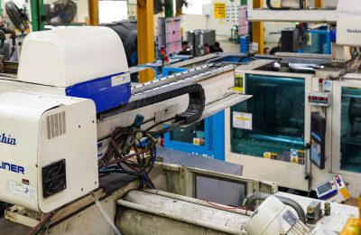 Plastic injection molding machine at Fénix production plant