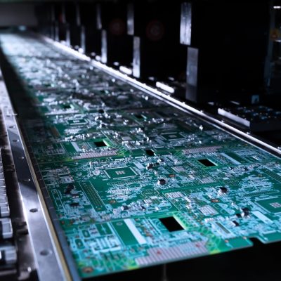 Conveyor belt showcasing efficient electronic assembly for mass production.
